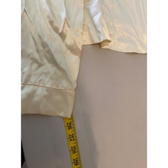 Vintage Allyson San Francisco Ivory Long Sleeve Satin Zip Top or Jacket Large - Picture 9 of 9